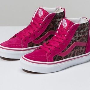 Vans Kids Sk8-Hi Zip Girls Leopard Mesh Shoes- Little Kid Size 11